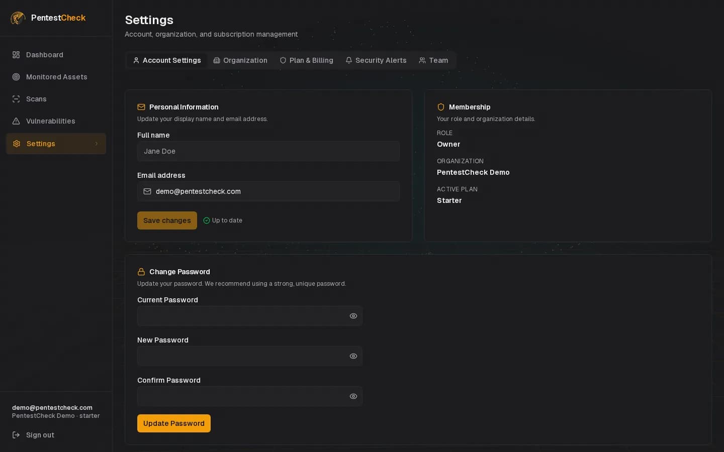 Configure Your Team — PentestCheck screenshot